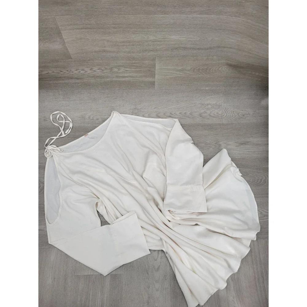 NWT Free People Clear Skies Tunic Top Women's Large White Boho Cold Shoulder